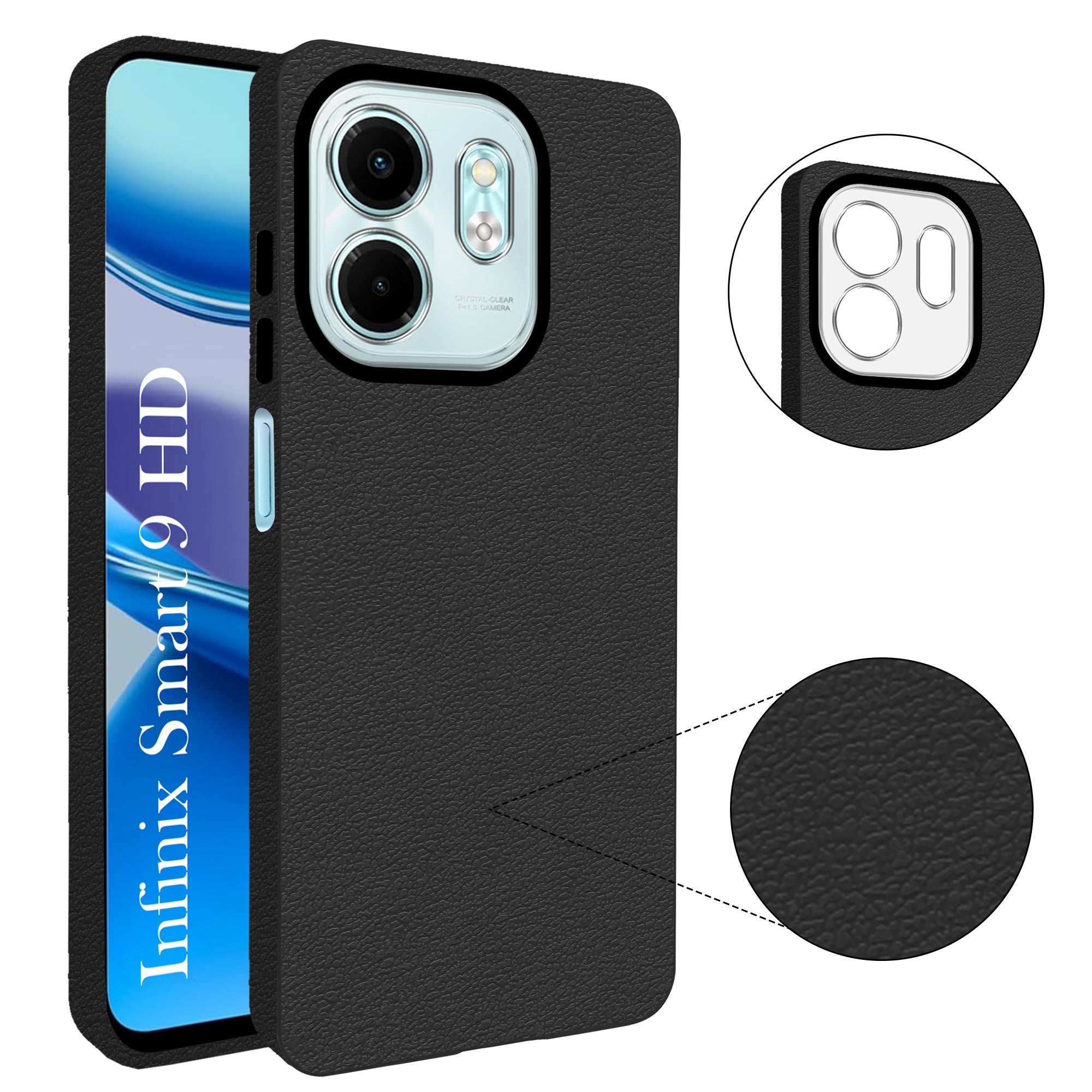 For Infinix Smart 9 HD Back Cover Case (Glass Like Camera Protection | Leather Feel | Minimalist Professional Grip)