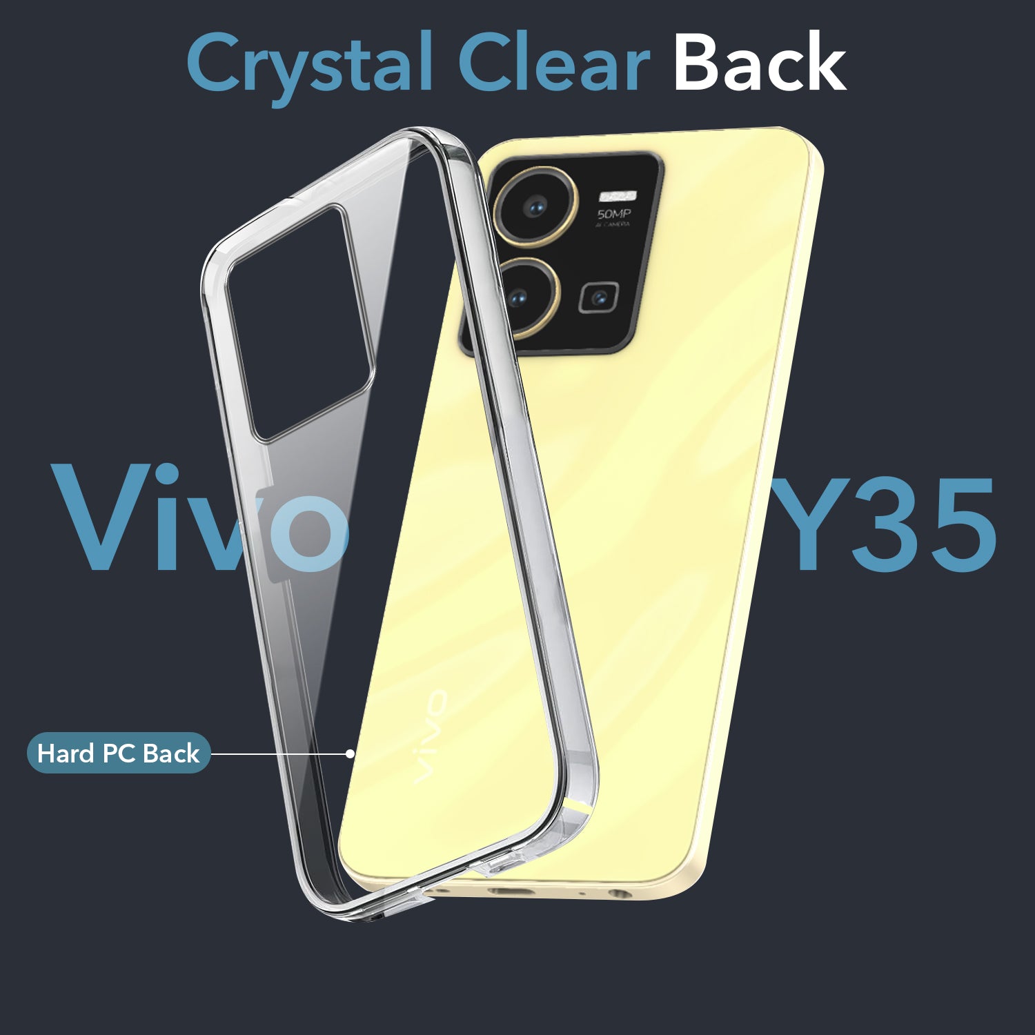 For Vivo Y35 Back Cover Case (Hard Anti Yellow Clear Case | Drop & Camera Protection | Shockproof Polycarbonate)