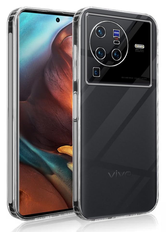 For Vivo X80 Pro Back Cover (Silicone Clear Case with Camera Protection | Soft and Flexible | Transparent)