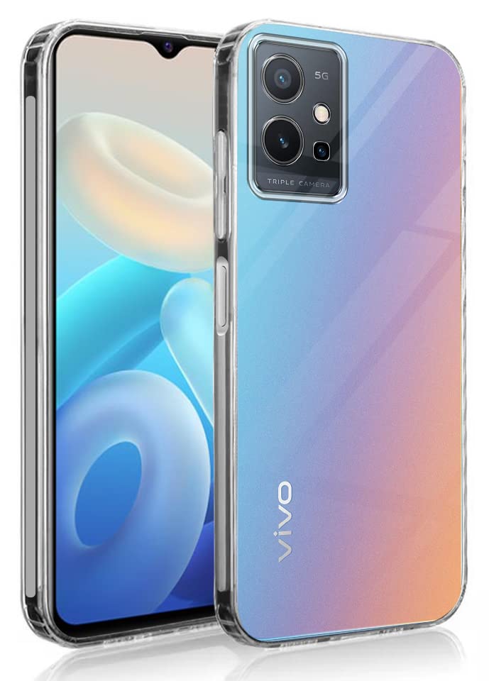 For Vivo Y75 5G | Y55 5G Back Cover Case (Silicone Crystal Clear | Pure Camera Protection | Soft and Flexible for Charger and Headphone sockets | Shockproof Bumpers)