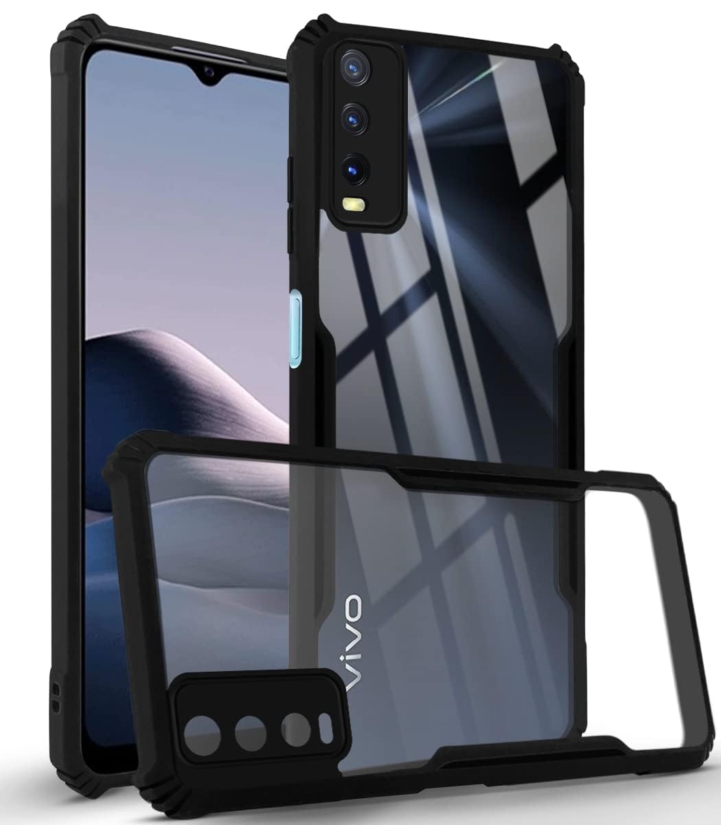 For Vivo Y20A | Y20T | Y20G Back Cover Case (Shockproof with Polycarbonate Clear Panel)