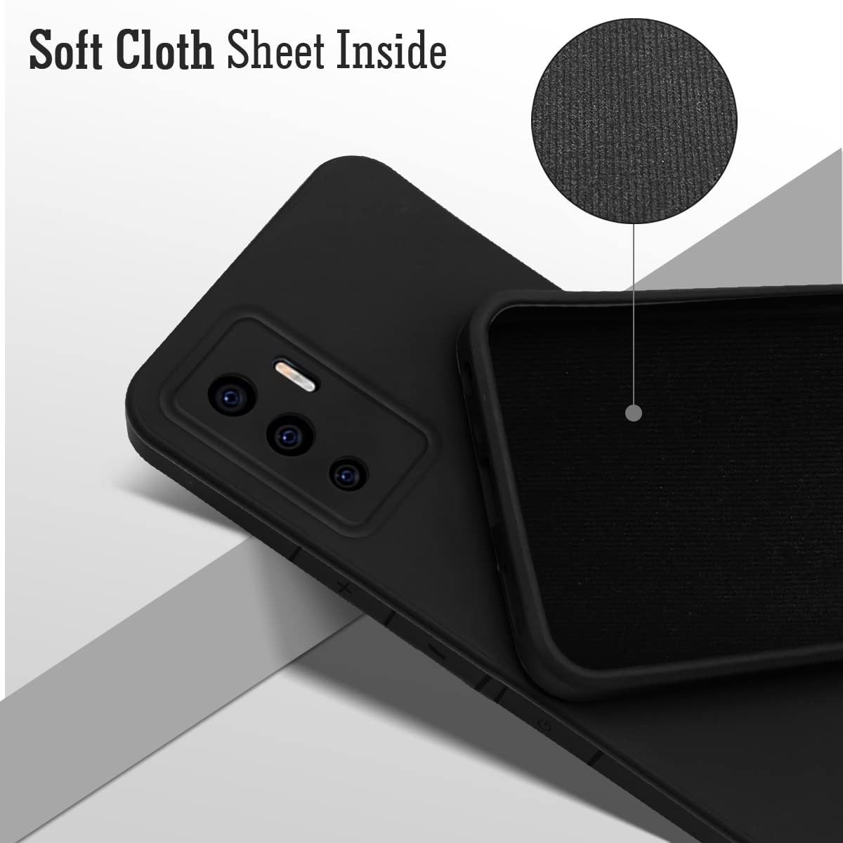 For Vivo V23e 4G | 5G Back Cover Case (Matte Finish Silicone with Inside Fiber Cloth)