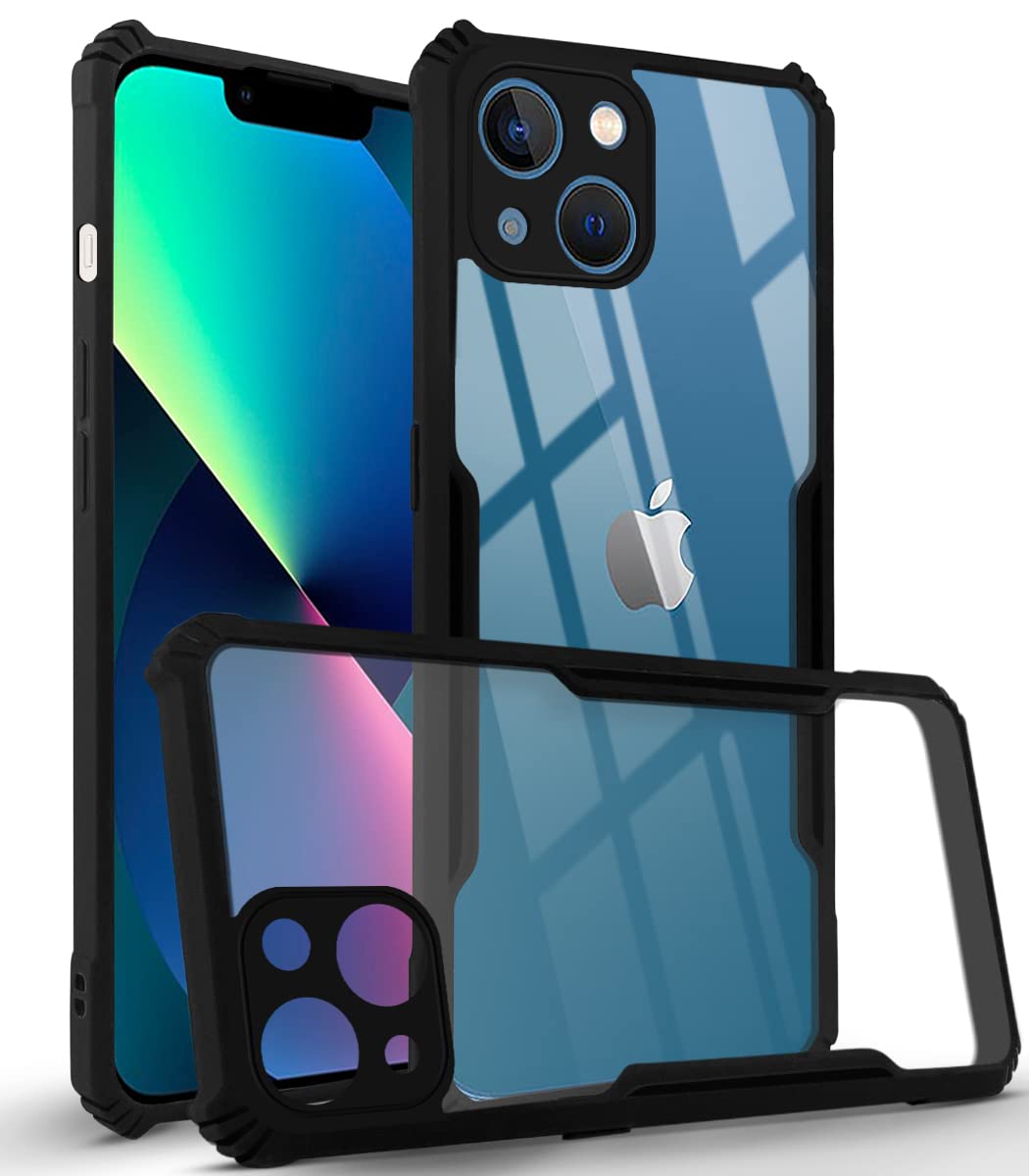 For Apple iPhone 13 Mini Back Cover Case (Crystal Glass Back | Camera Protection | Shockproof Bumpers)