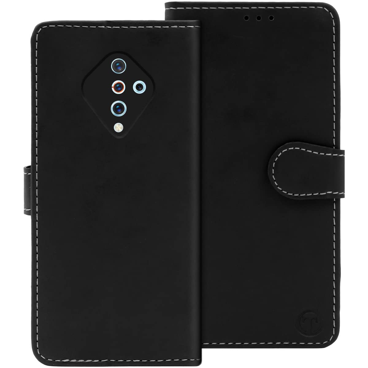 For Vivo Y9s Flip Cover Case (Fine Leather Finish | Magnetic Closure | Foldable Stand | Slots for Sim-Cards-Pin)