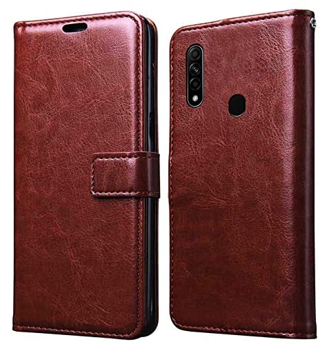 For Oppo A8 Flip Cover Case (Leather Finish | Magnetic Closure | Foldable Stand | Wallet Card Slots)