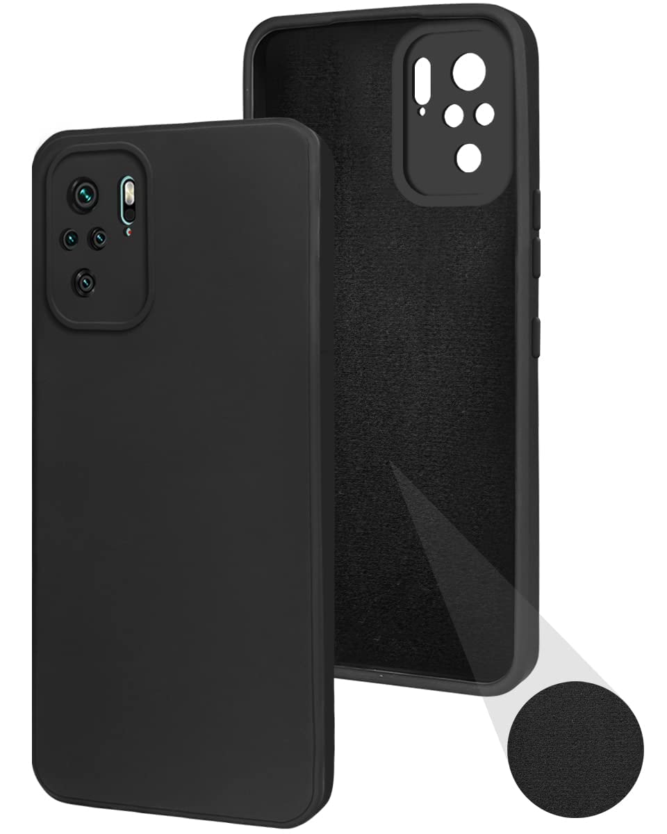 For Xiaomi Mi Redmi Note 10 | Note 10S Back Cover Case (Matte Finish Silicone with Inside Fiber Cloth |Black)
