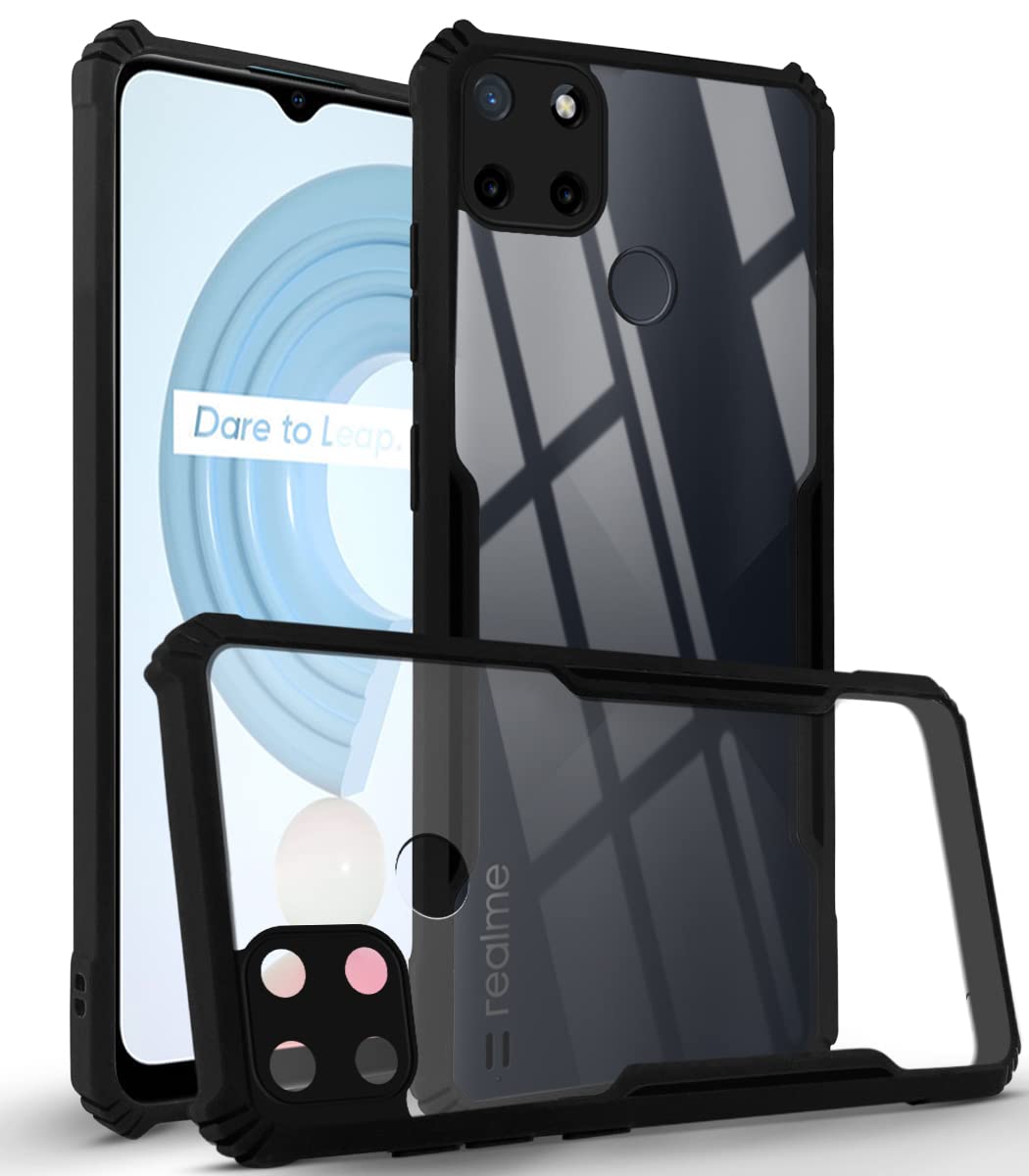 For Realme C25Y | C21Y Back Cover Case (Crystal Glass Back | Camera Protection | Shockproof Bumpers)