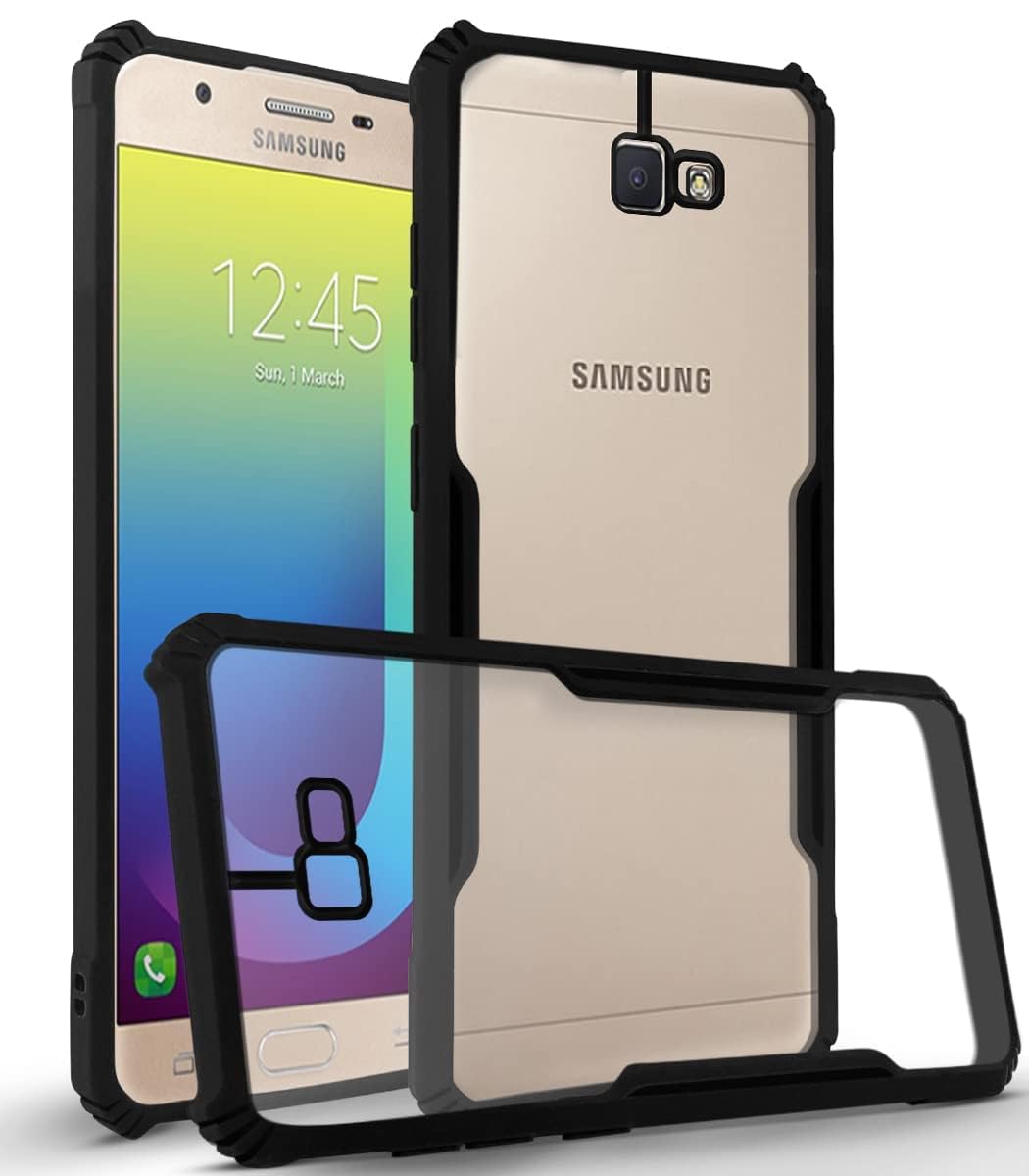 For Samsung Galaxy J7 Prime | Prime 2 | On Nxt Back Cover Case (Shockproof Clear Panel | Professional Black)