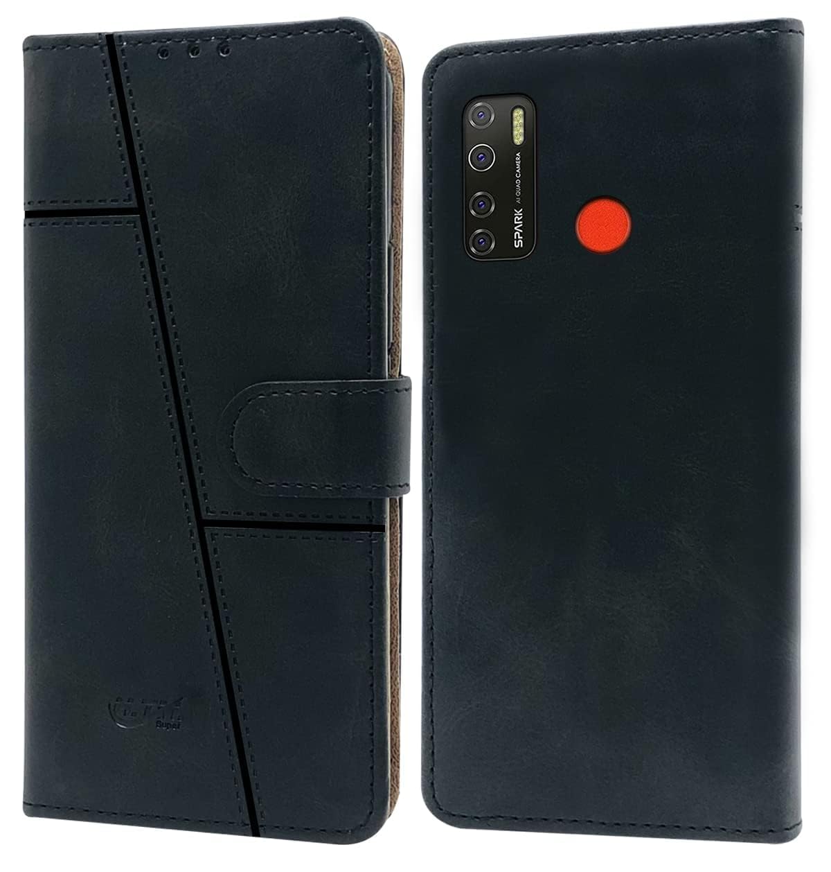 For Tecno Spark 5 | Spark 5 Pro Flip Cover Case (Stitched Leather with Magnetic Closure)