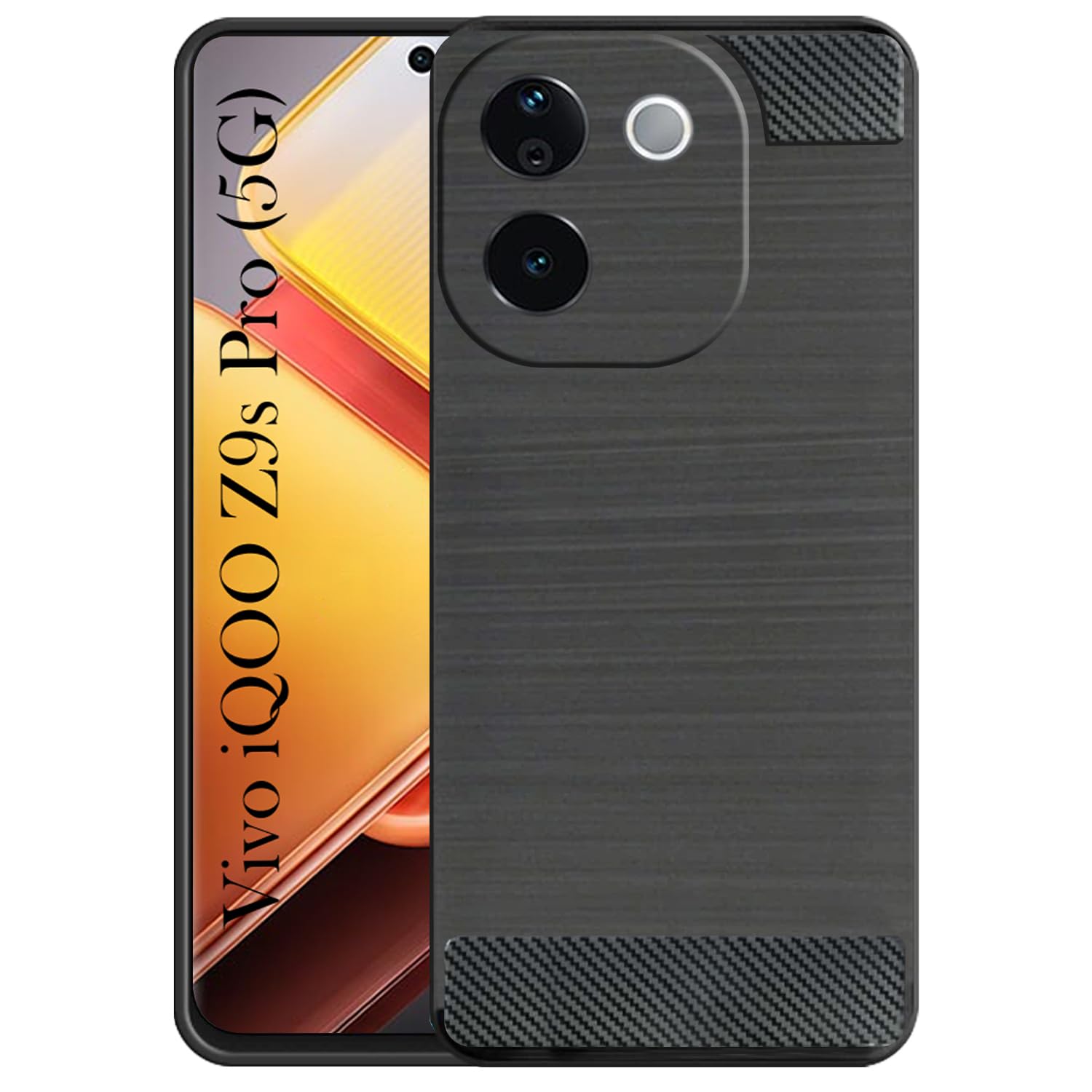For Vivo iQOO Z9s Pro Back Cover Case ( Hybrid Armor Case | Carbon Fiber Shockproof | Soft and Flexible)