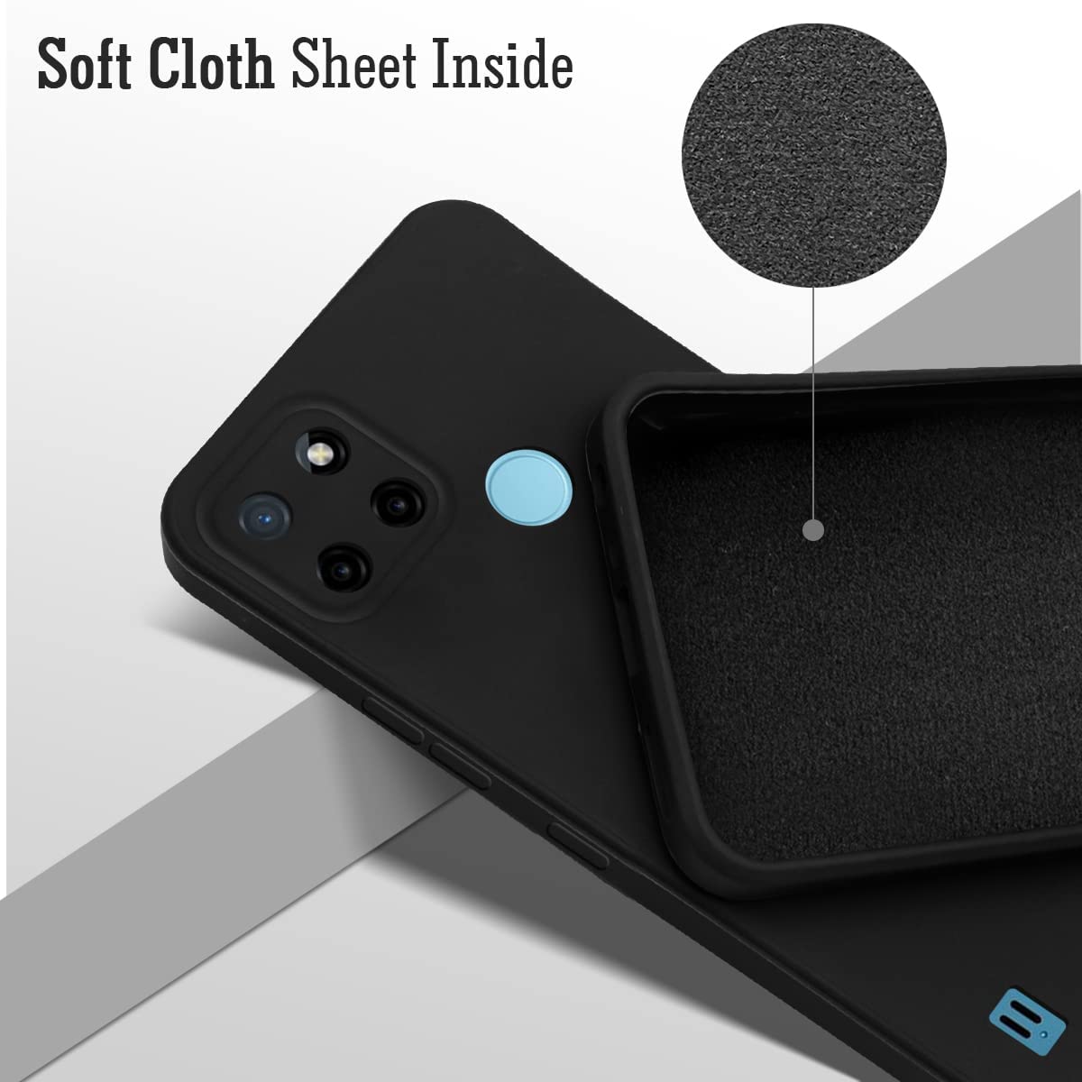 For Realme C21Y | C25Y Back Cover Case (Matte Finish Silicone with Inside Fiber Cloth)
