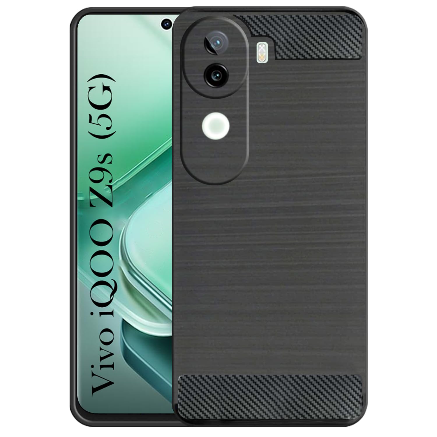 For Vivo iQOO Z9s Back Cover Case ( Hybrid Armor Case | Carbon Fiber Shockproof | Soft and Flexible)