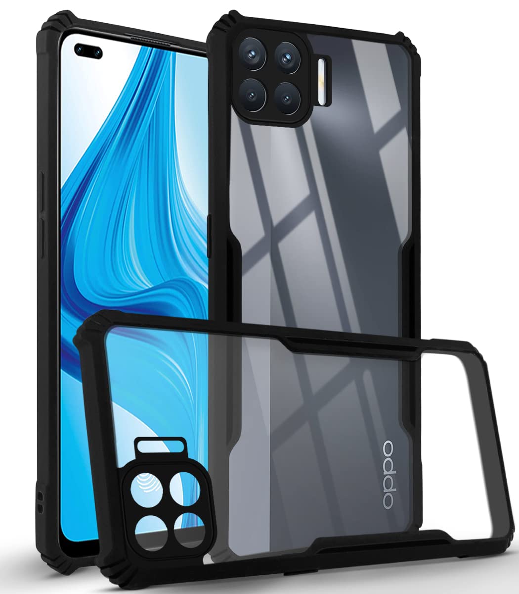 For Oppo Reno 4F Back Cover Case (Crystal Glass Back | Camera Protection | Shockproof Bumpers)