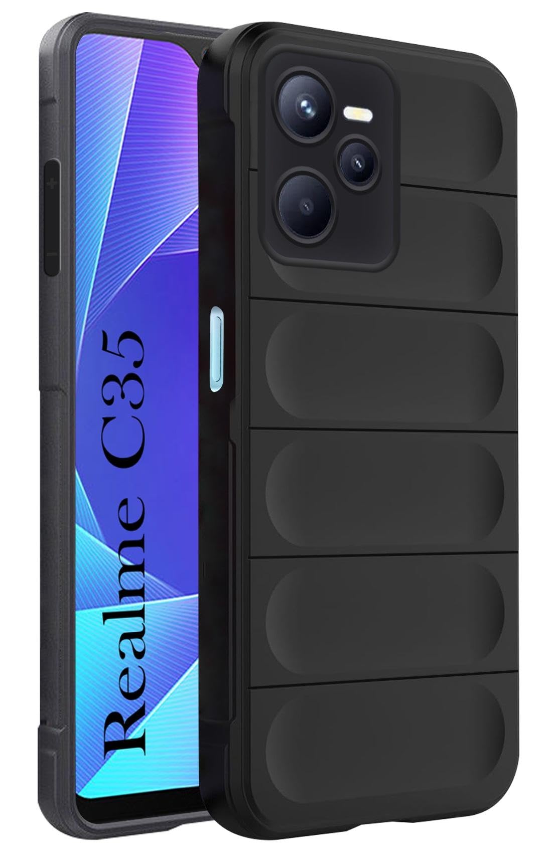 For Realme C35 Back Cover Case (Matte Liquid Silicone | Micro-Fiber Cloth Inside | Camera Protection | Shockproof)