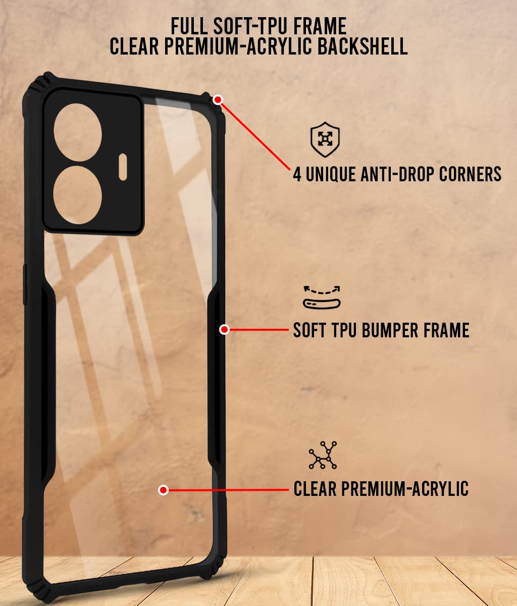 For Vivo iQOO Z6 Lite 5G Back Cover Case (Shockproof with Polycarbonate Clear Panel)