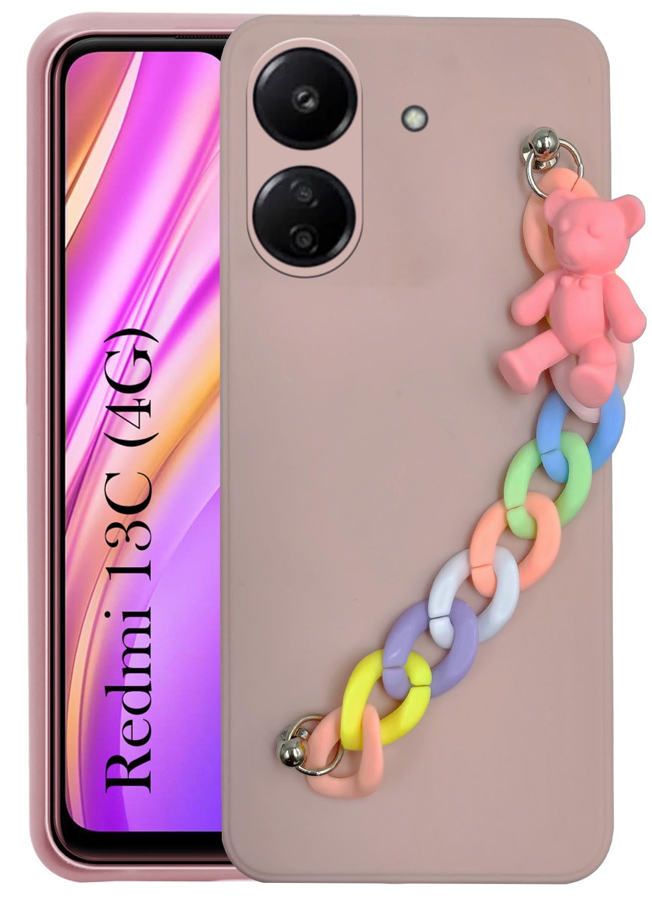 For Redmi 13C 4G Back Cover Girls Case with Bracelet (Wrist