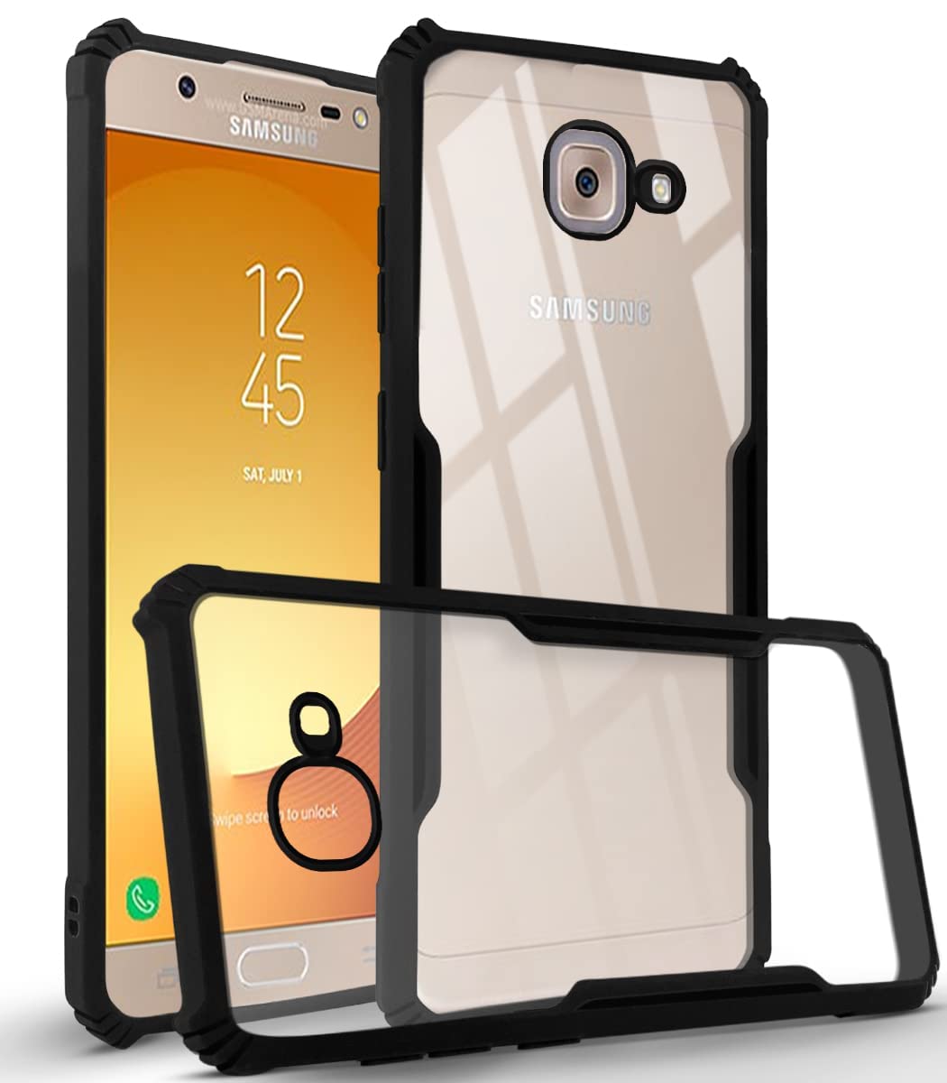 For Samsung Galaxy J7 Max Back Cover Case (Crystal Glass Back | Shockproof Bumpers)