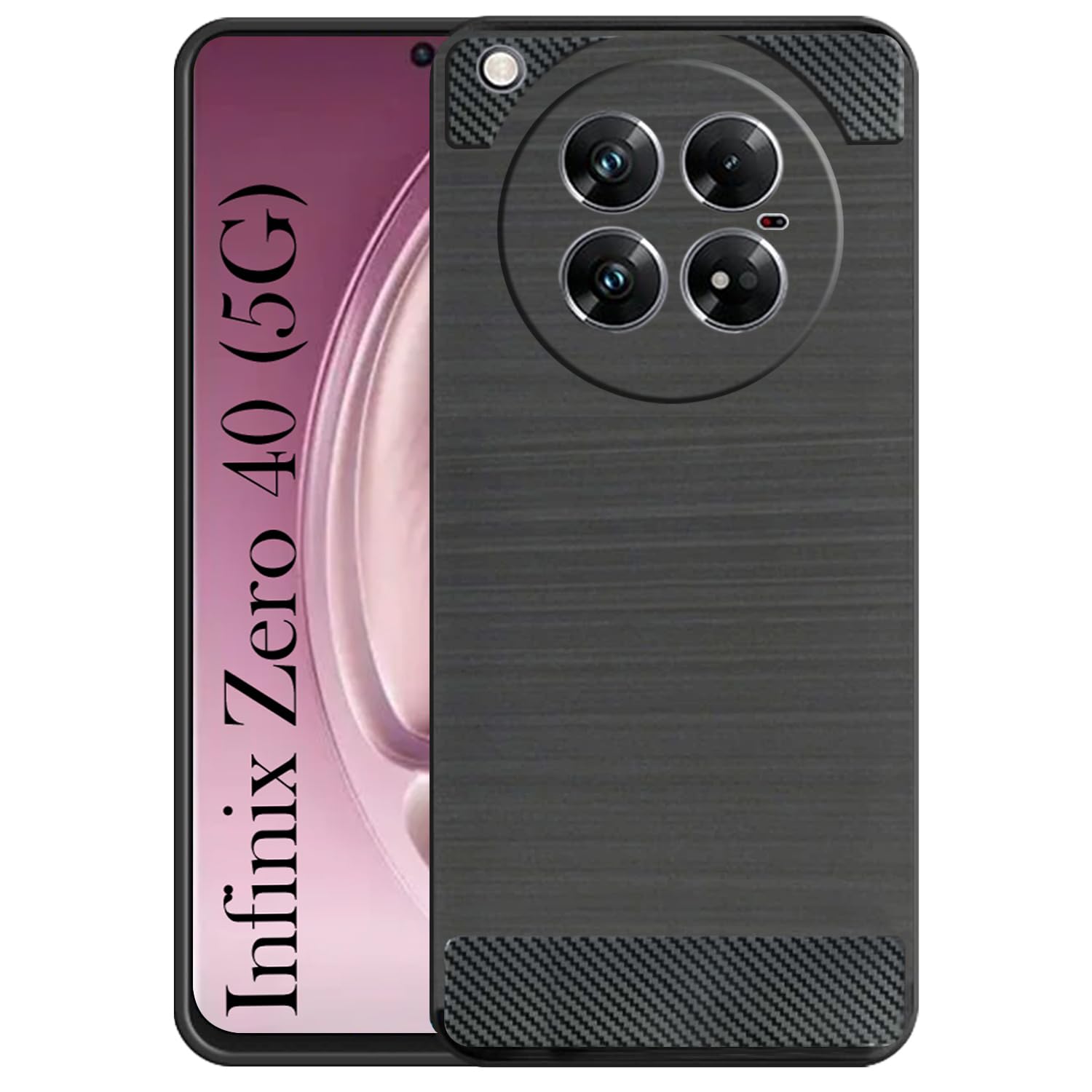 For Infinix Zero 40 5G Back Cover Case ( Hybrid Armor Case | Carbon Fiber Shockproof | Soft and Flexible)