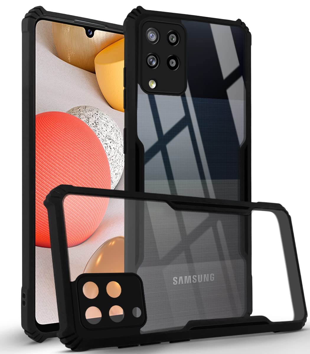 For Samsung Galaxy A42 Back Cover Case (Crystal Glass Back | Camera Protection | Shockproof Bumpers)