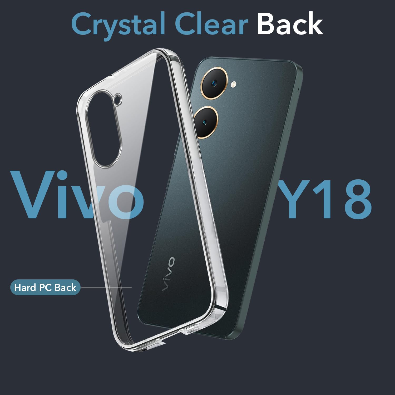For Vivo Y18 | Y18e | Y03 | Y18i | Y18t Back Cover (Hard Anti Yellow Clear Case | Drop & Camera Protection | Shockproof Polycarbonate)