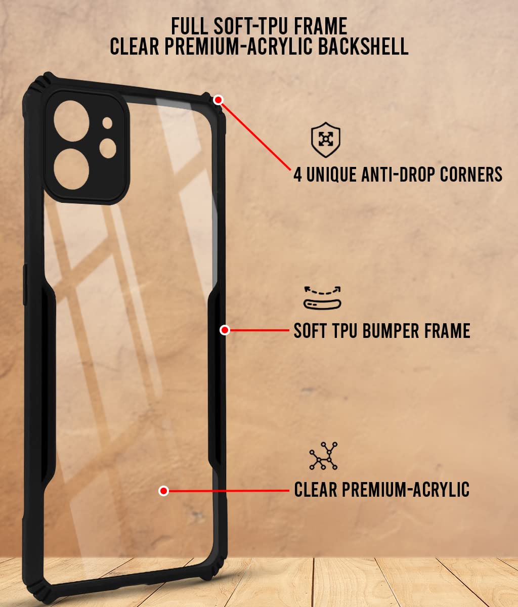 For Apple iPhone 12 Mini Back Cover Case (Crystal Glass Back | Camera Protection | Shockproof Bumpers)