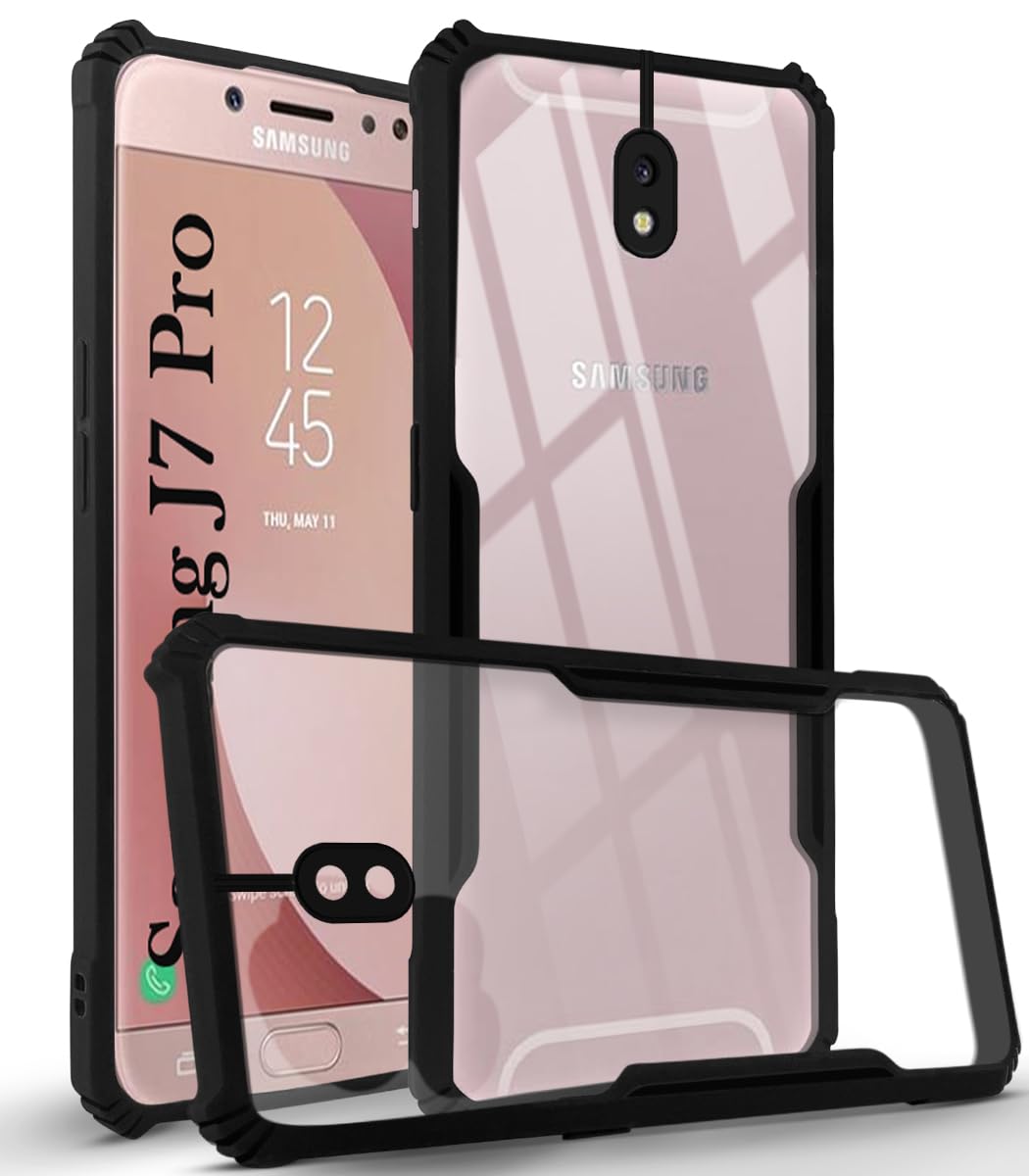 For Samsung Galaxy J7 Pro Back Cover Case (Shockproof with Polycarbonate Clear Panel)