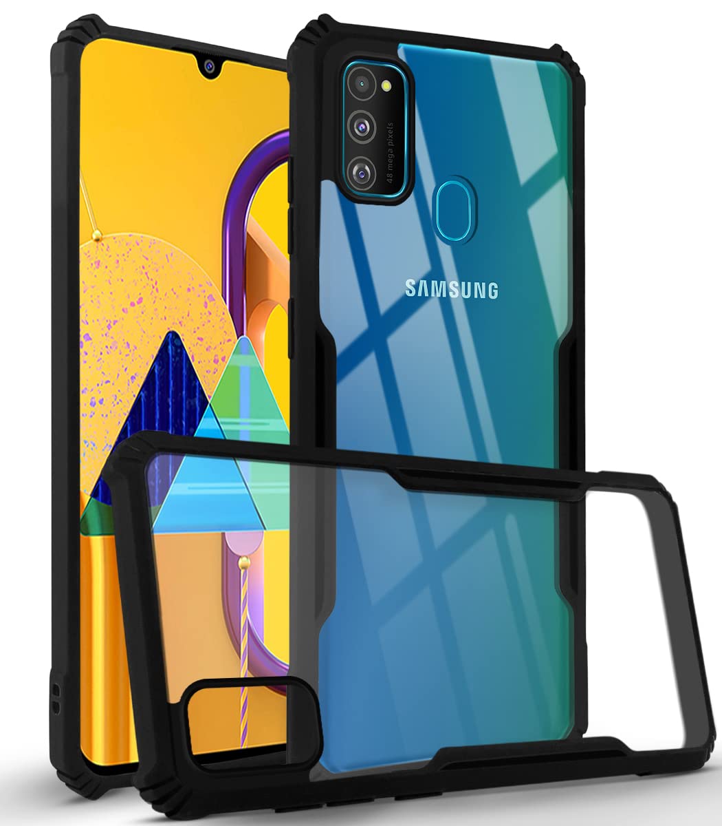 For Samsung Galaxy M30s | Samsung Galaxy M21 Hard PC Crystal Bumper Shockproof Back Cover Case with Camera Protection