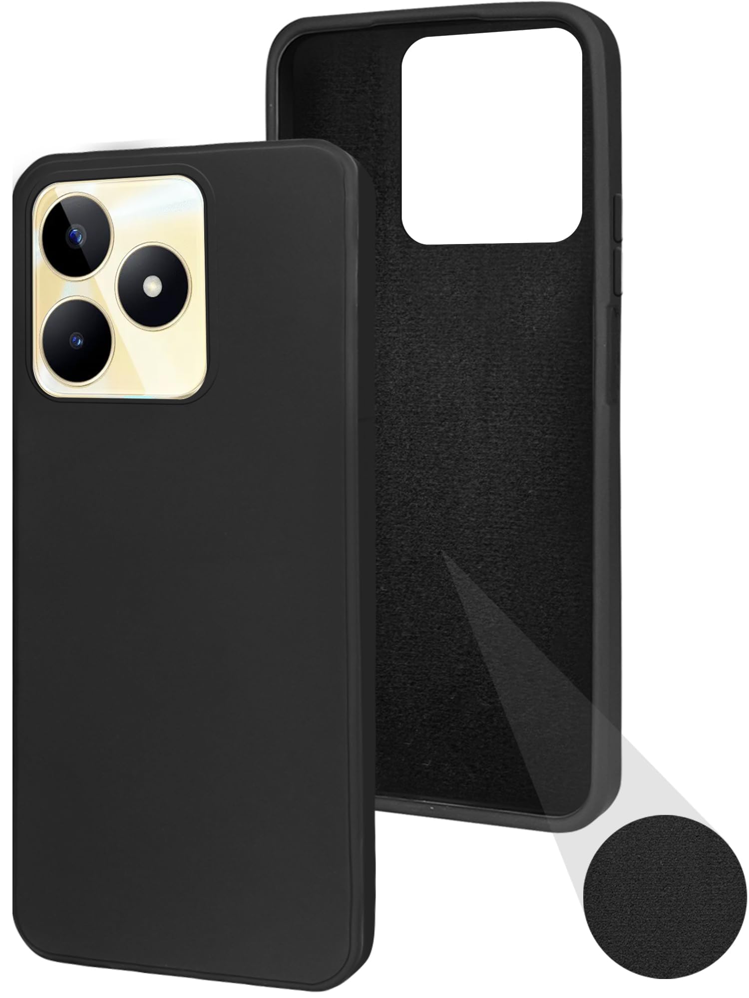 For Realme Narzo N53 Back Case Cover Matte Finish Silicone with Inside Fiber cloth)