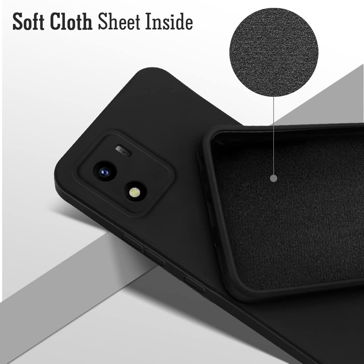 For Vivo Y01 Back Cover Case (Matte Finish Silicone with Inside Fiber Cloth)