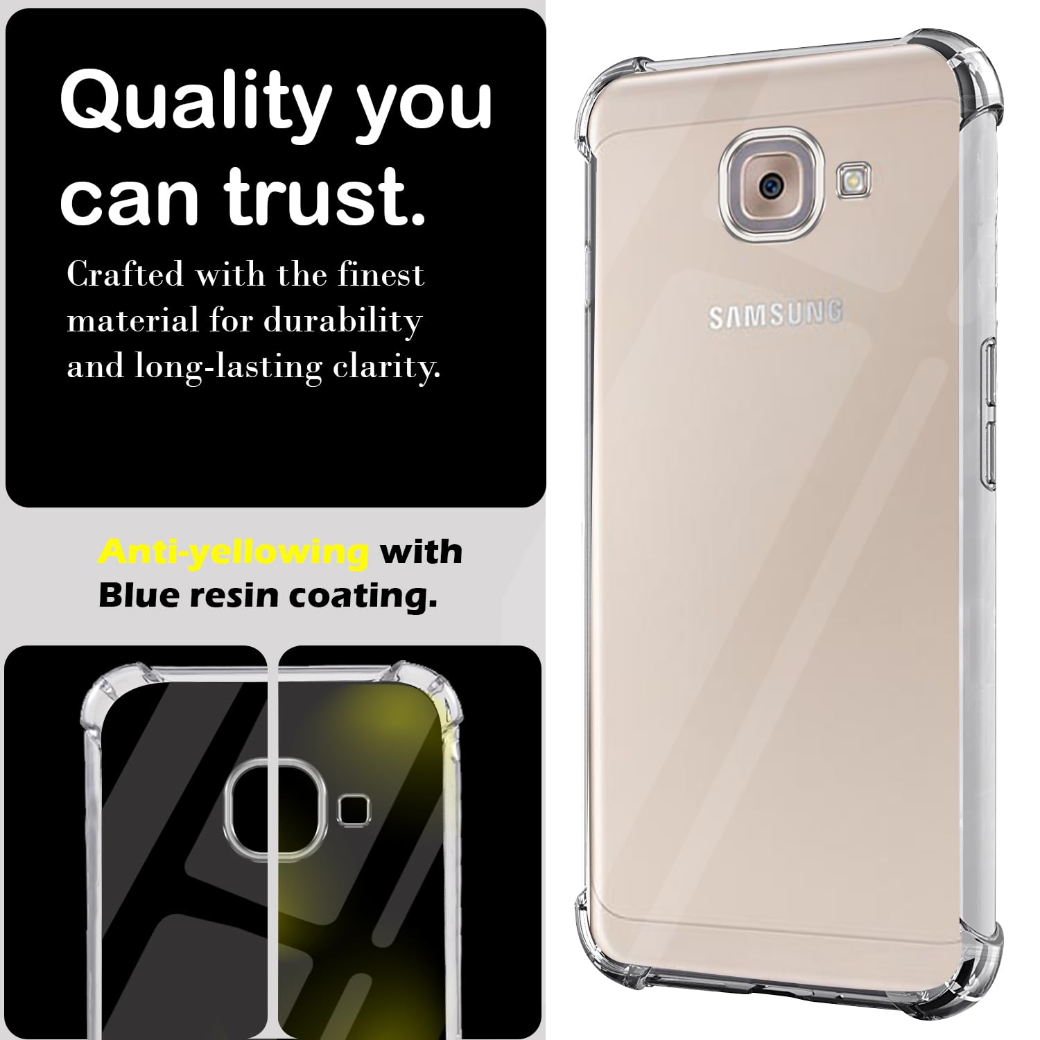 For Samsung Galaxy J7 Max Back Cover Case (Hard Crystal Clear | Shockproof Bumpers)