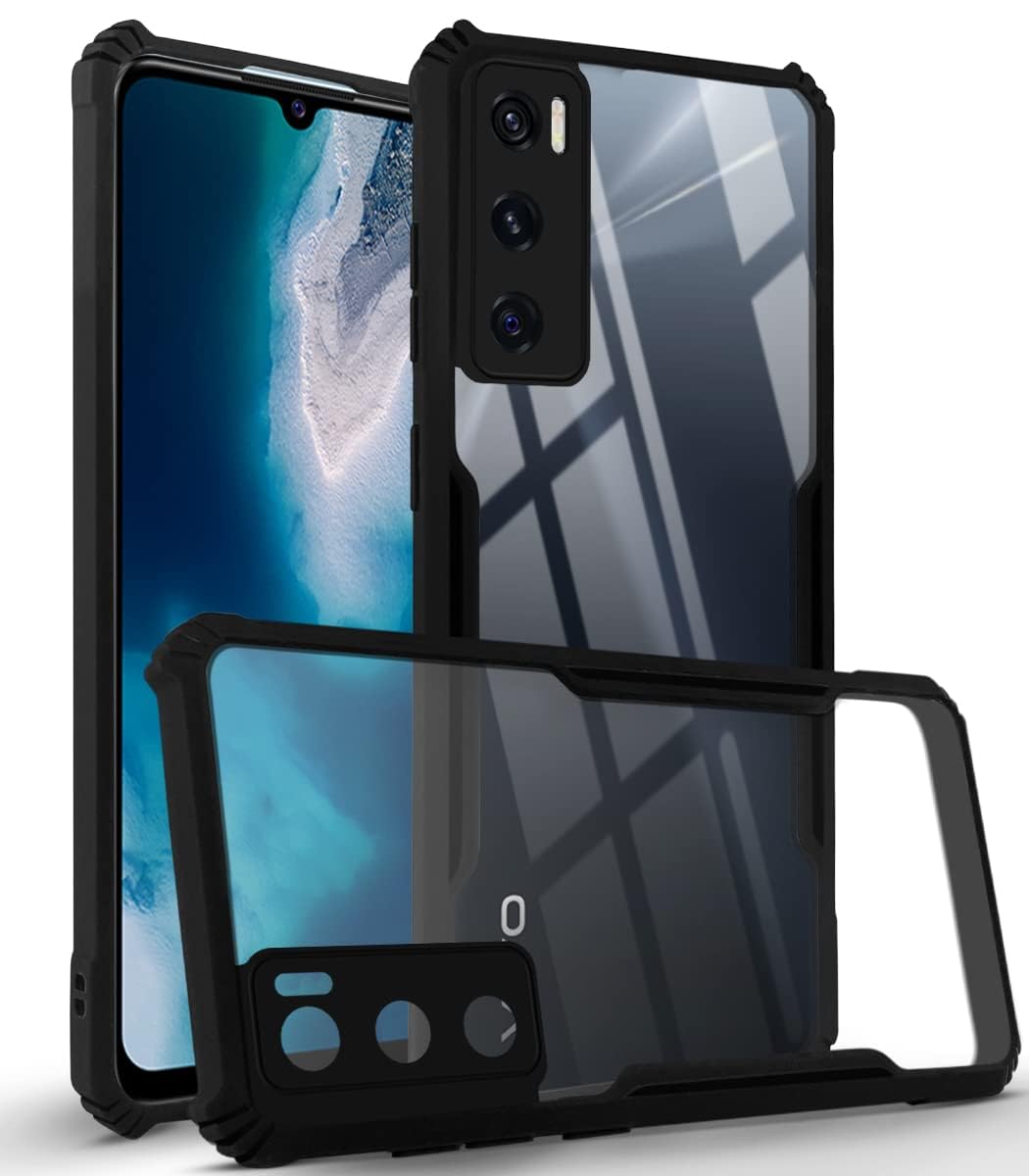 For Vivo V20 SE Back Cover Case (Shockproof with Polycarbonate Clear Panel)