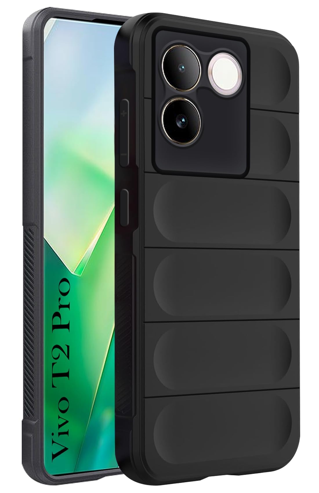 For Vivo T2 Pro Back Case Cover (Micro-Fiber Cloth Inside | Camera Protection | Black)