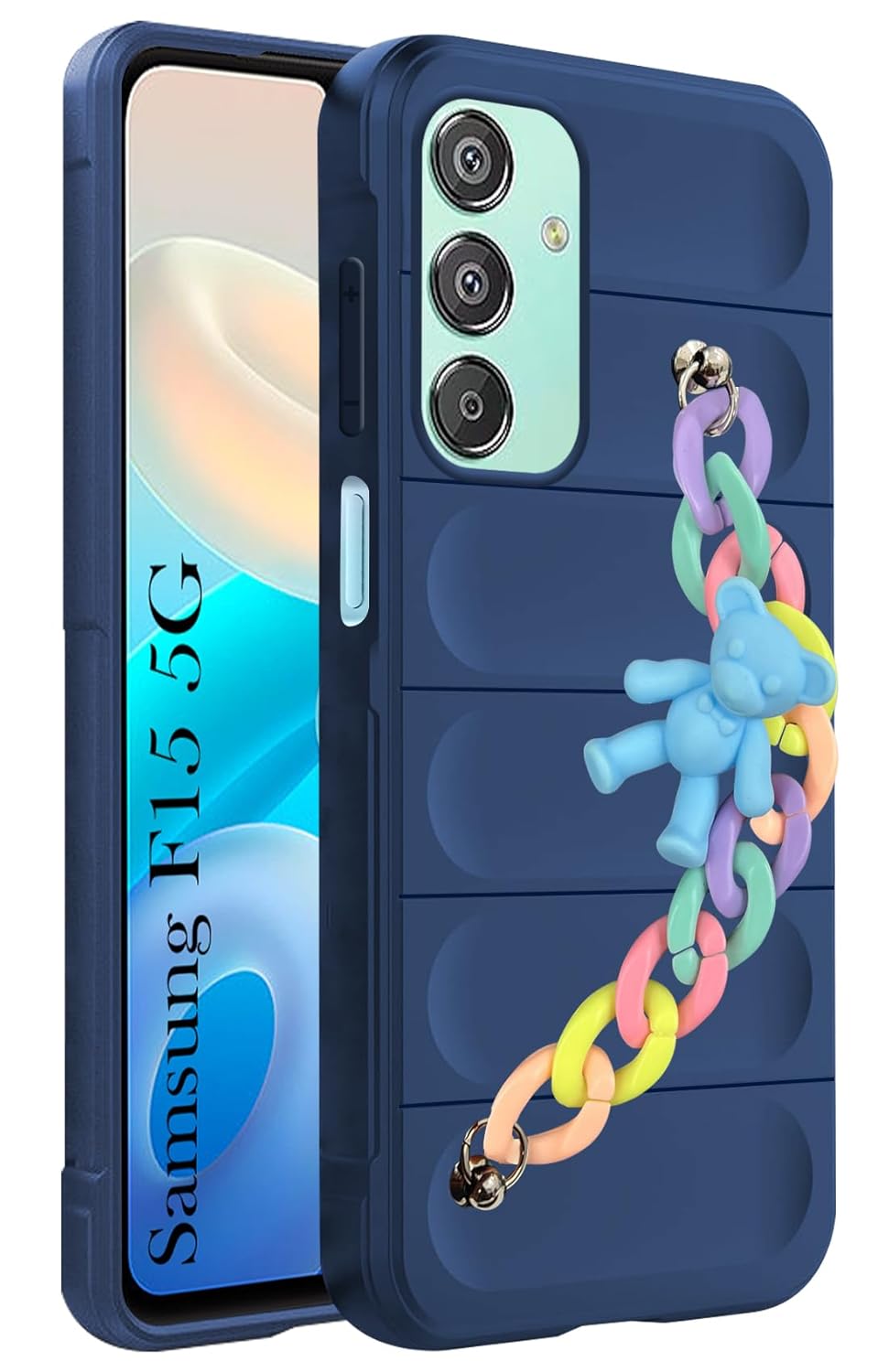 For Samsung Galaxy F15 5G Back Cover Girls Case with Bracelet (Wrist Hanging Chain | Micro-Fiber Cloth Inside)