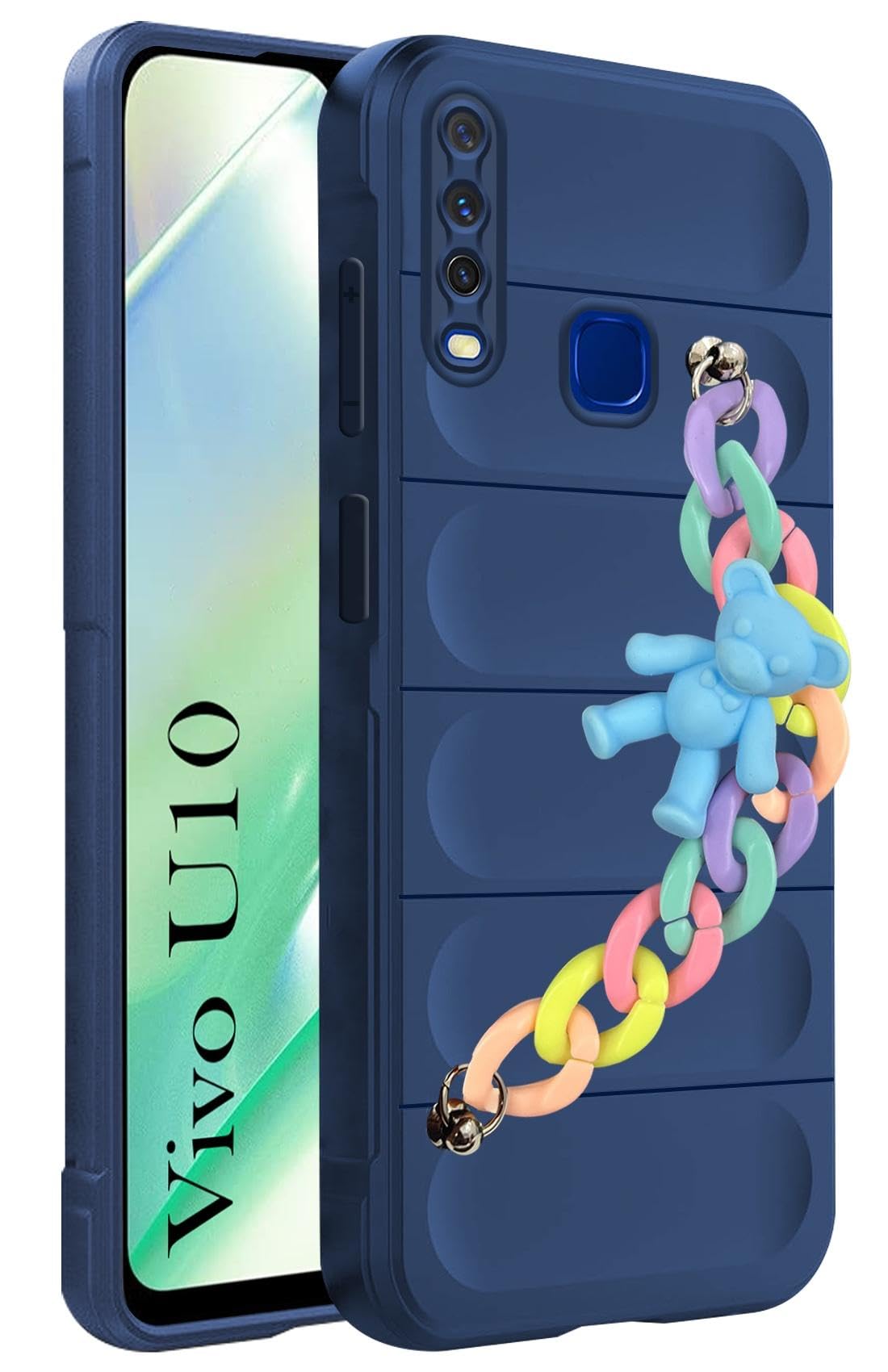 For Vivo U10 Back Case Cover Girls Case with Bracelet (Wrist Hanging Chain | Micro-Fiber Cloth Inside)