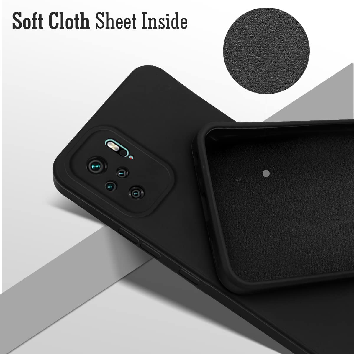 For Xiaomi Mi Redmi Note 10 | Note 10S Back Cover Case (Matte Finish Silicone with Inside Fiber Cloth |Black)
