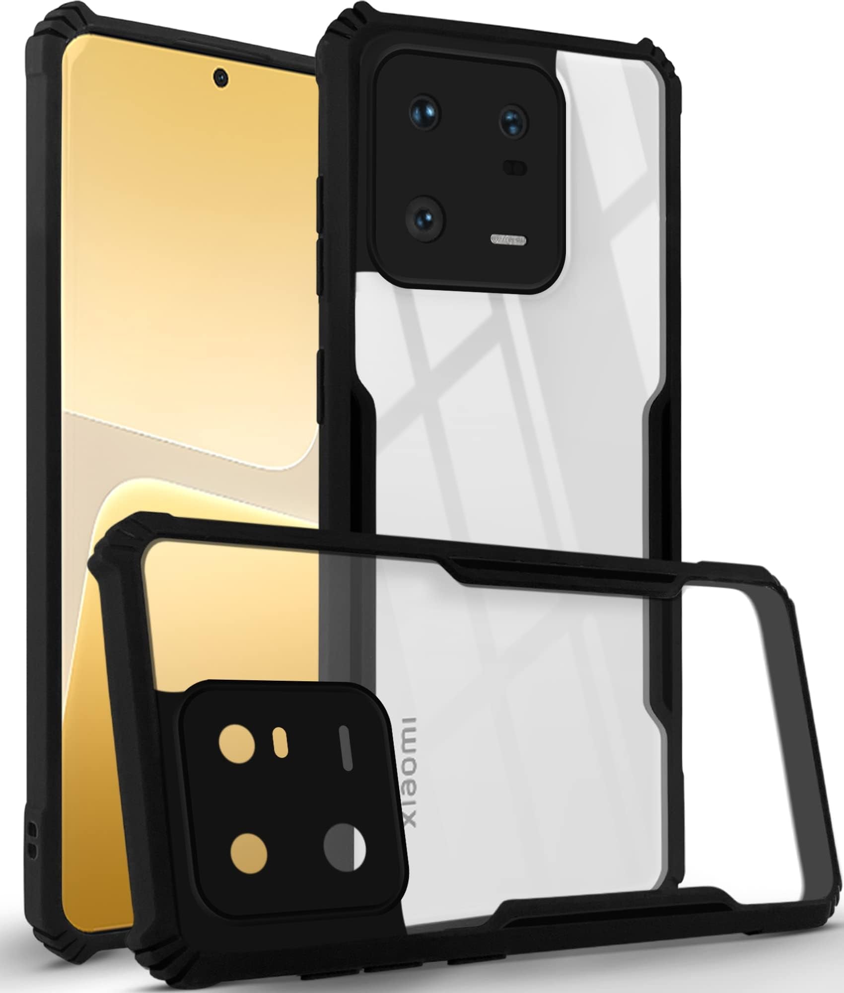 For Xiaomi Mi 13 Pro Back Cover Case (Shockproof with Polycarbonate Clear Panel | Professional Black)