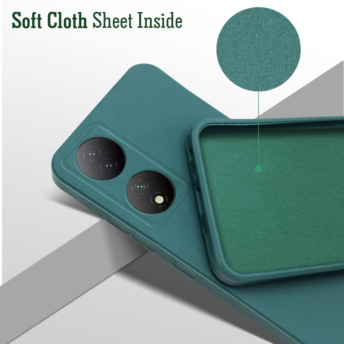 For Vivo T2 (India) Back Cover Case (Matte Finish Silicone with Inside Fiber Cloth)