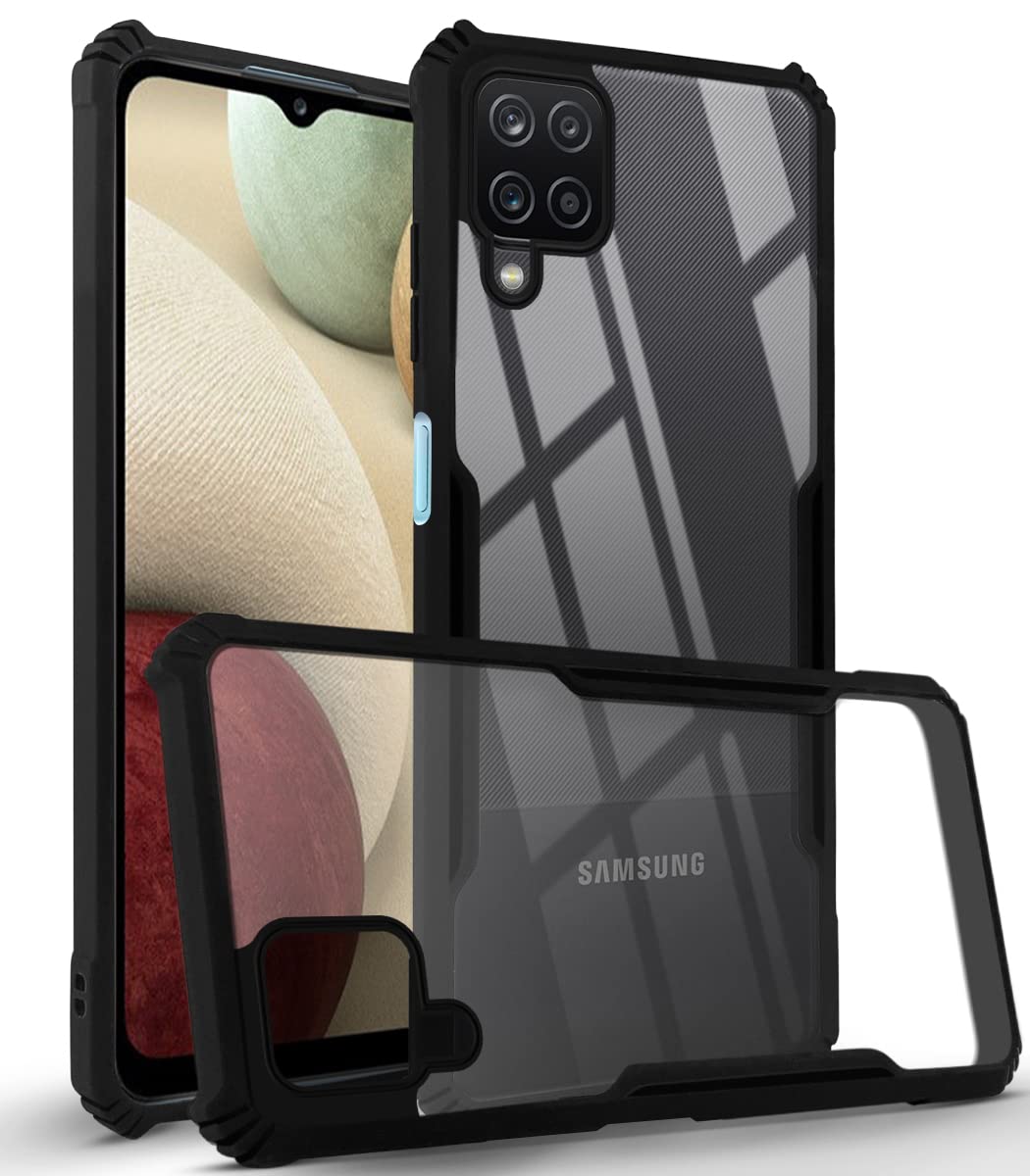For Samsung Galaxy A12 Back Cover Case (Hard PC Crystal Bumper Shockproof with Camera Protection)