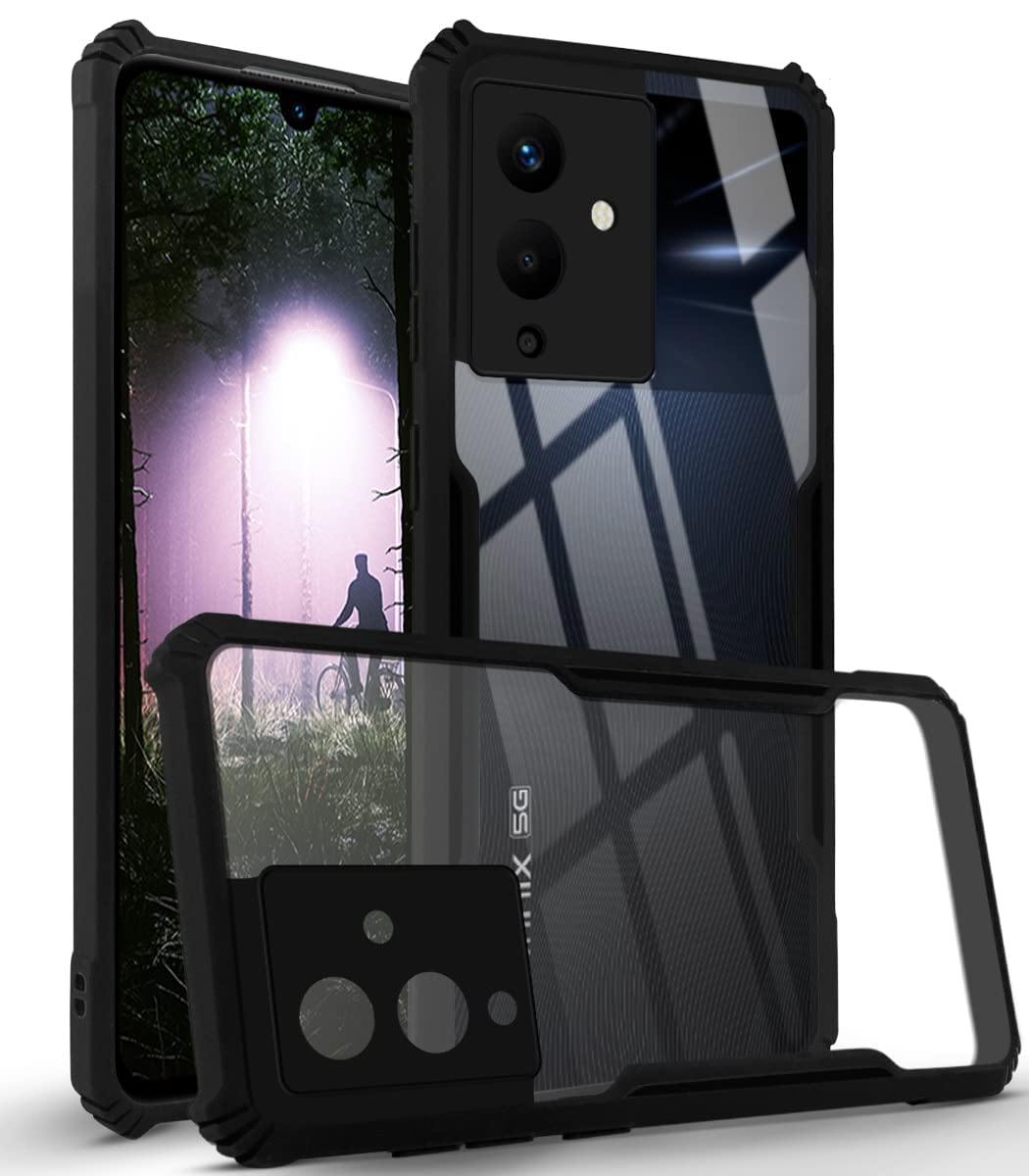 For Infinix Note 12 5G Back Cover Case (Shockproof with Polycarbonate Clear Panel | Professional Black)