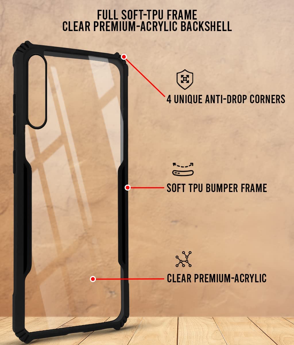 For Samsung Galaxy A30s Back Cover Case (Shockproof with Polycarbonate Clear Panel)