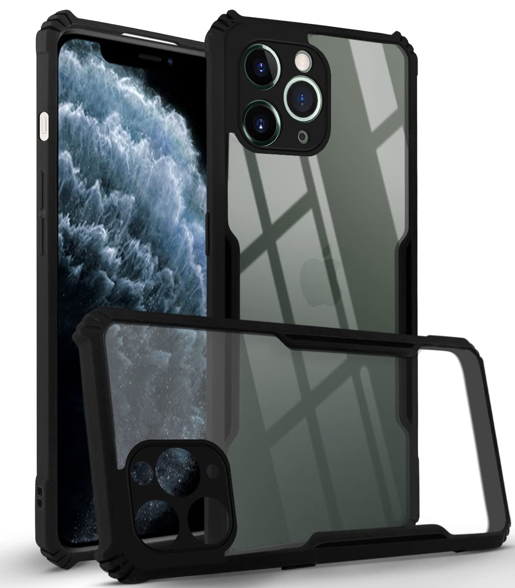 For Apple iPhone 11 Pro Max Back Cover Case (Crystal Glass Back | Camera Protection | Shockproof Bumpers)