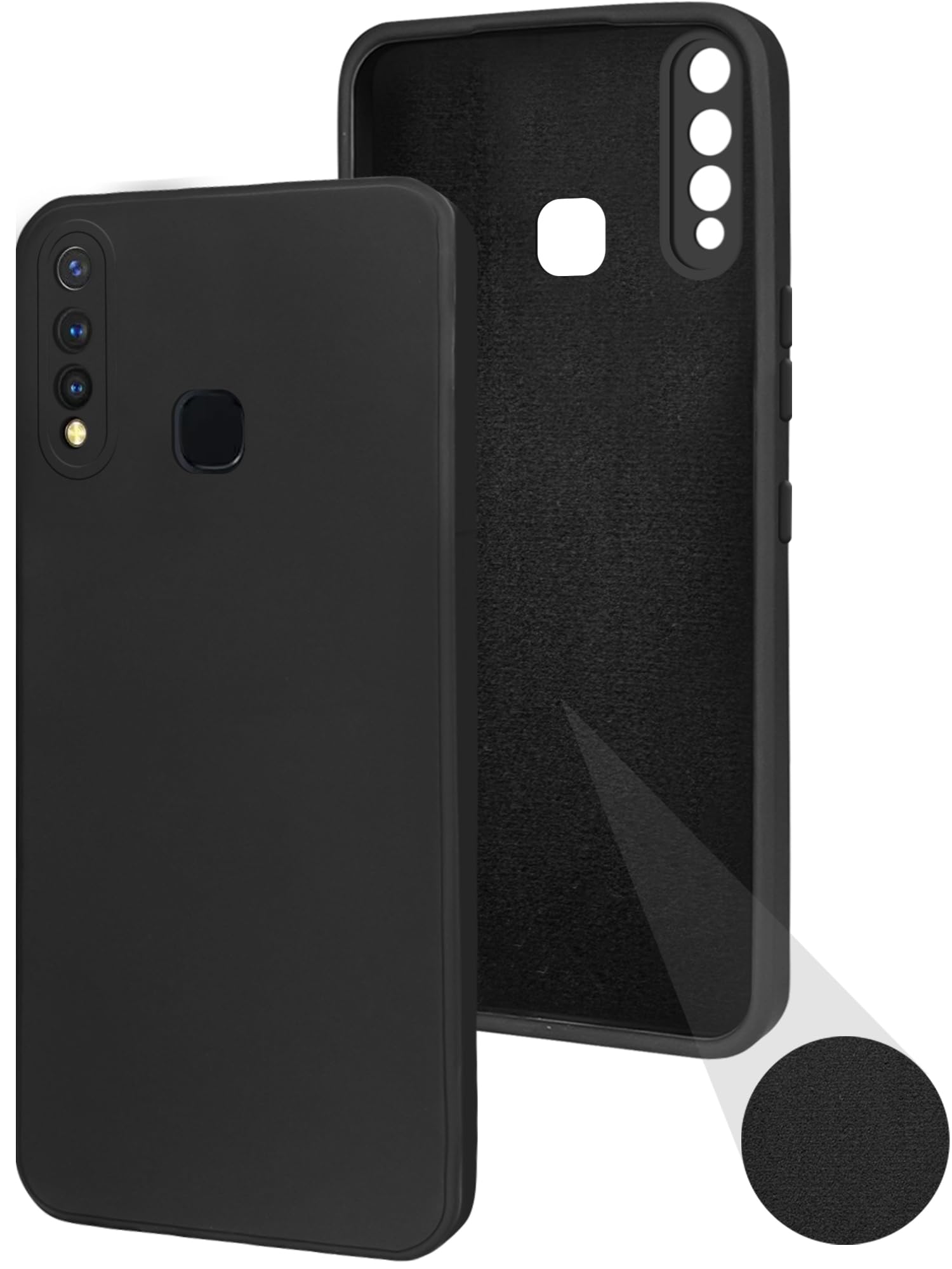 For Vivo Y19 | Y5s Back Cover Case ( Matte Finish Silicone with Inside Fiber cloth)