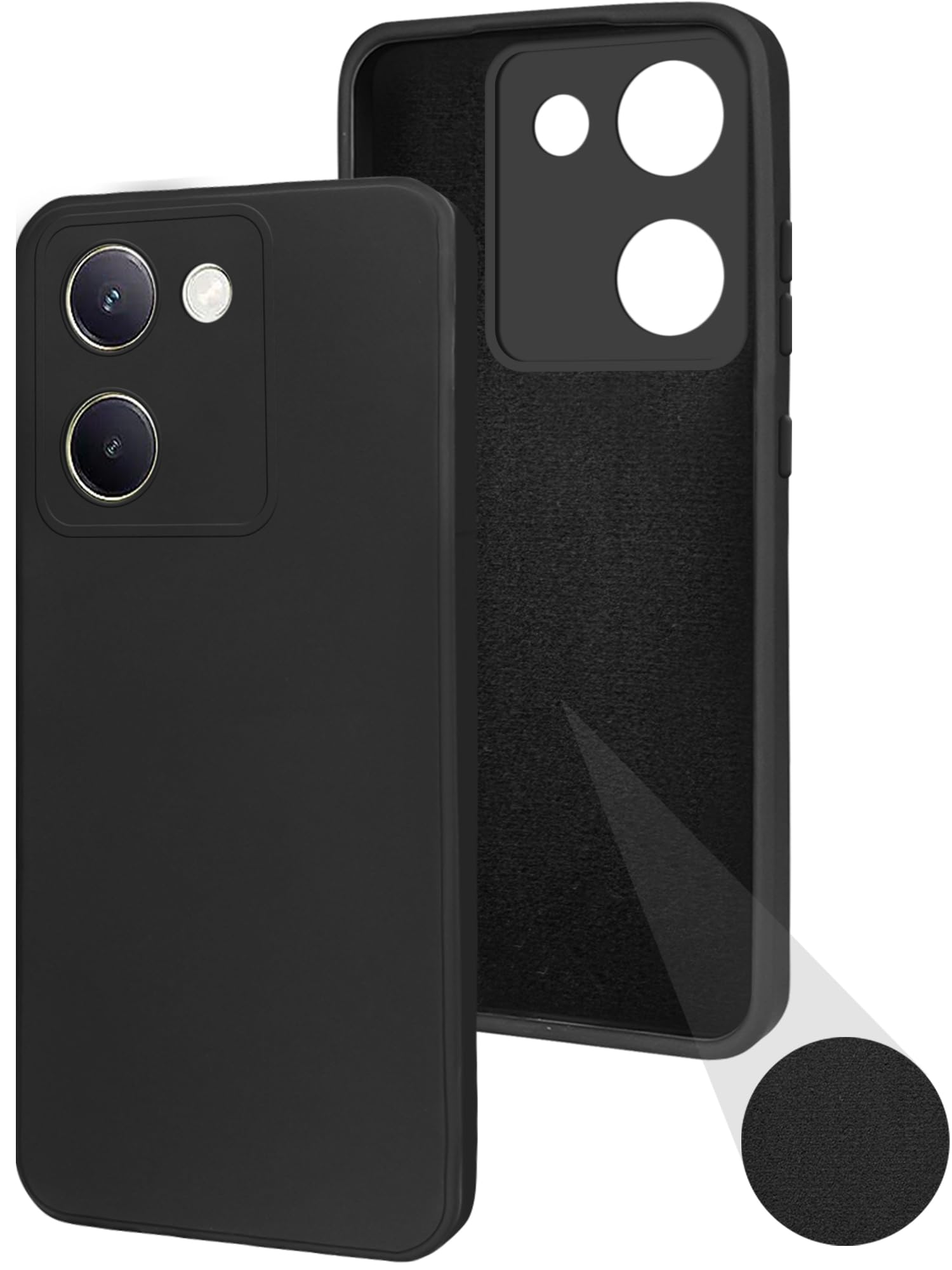 For Vivo Y200 Pro 5G Back Cover Case (Matte Finish Silicone with Inside Fiber Cloth)