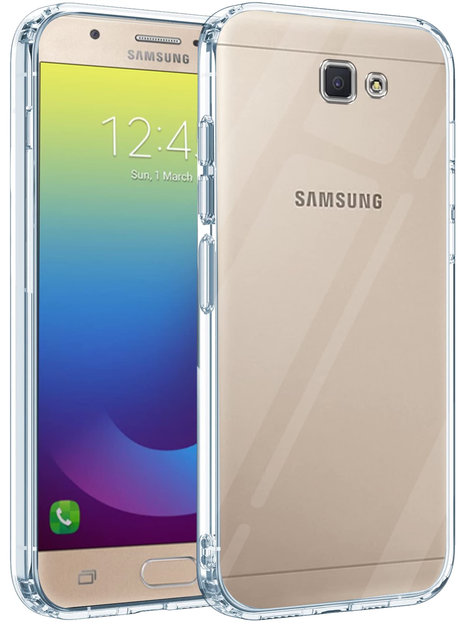 For Samsung Galaxy J7 Prime | Prime 2 Back Cover Case (Silicone Clear Shockproof Case with Camera Protection | Soft and Flexible)