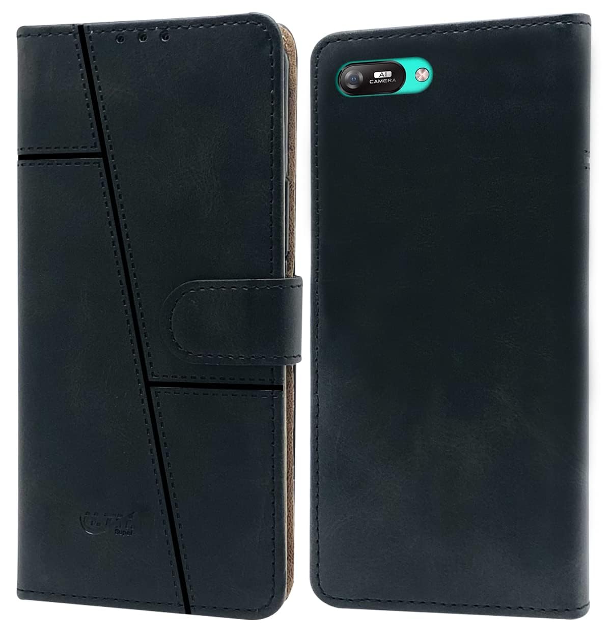 For Itel A25 Pro Flip Cover Case (Stitched Leather Finish | Magnetic Closure | Inner TPU | Foldable Stand | Wallet Card Slots)