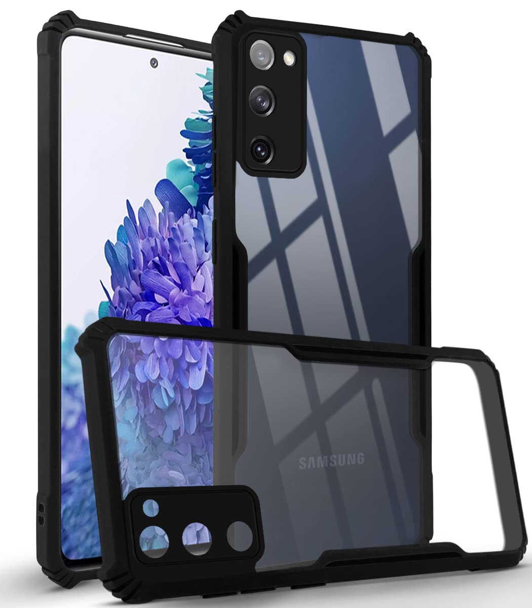 For Samsung Galaxy S20 FE 4G S20 FE 5G Back Cover Case (Crystal Glass Back Camera Protection Shockproof Bumpers)