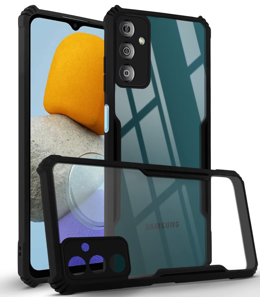 For Samsung Galaxy M23 5G Back Cover Case (Crystal Glass Back | Camera Protection | Shockproof Bumpers)