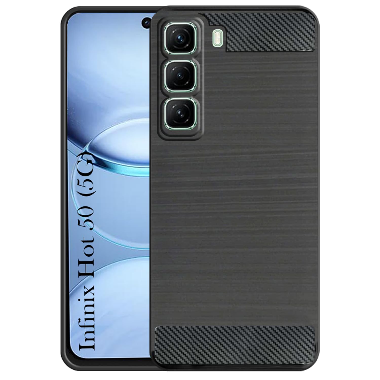 For Infinix Hot 50 5G Back Cover Case ( Hybrid Armor Case | Carbon Fiber Shockproof | Soft and Flexible)
