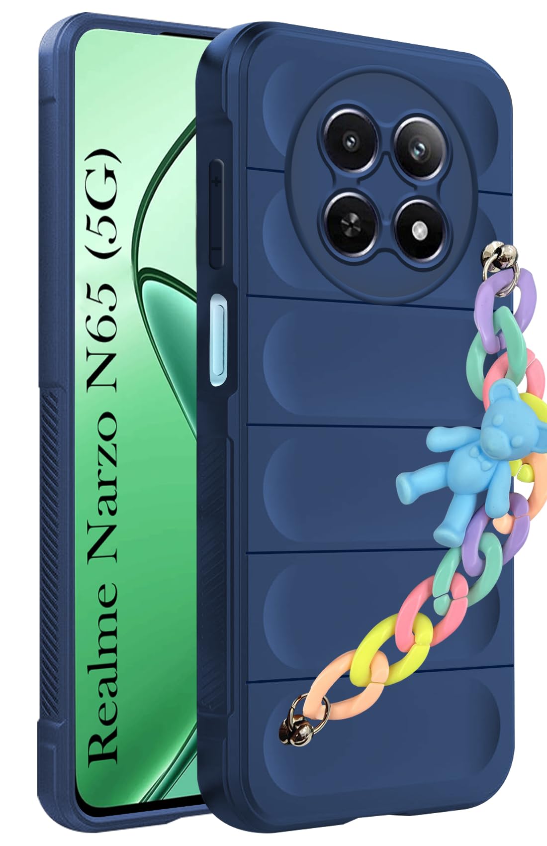 For Realme Narzo N65 5G Back Cover Girls Case with Bracelet (Wrist Hanging Chain | Micro-Fiber Cloth Inside)
