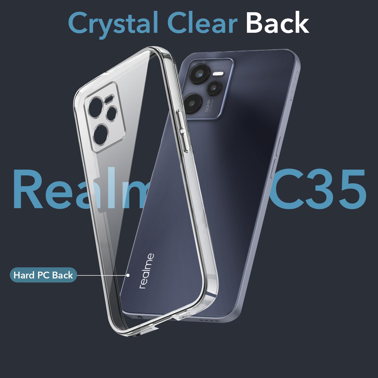 For Realme C35 Back Cover Case (Hard Anti Yellow Clear Case | Drop & Camera Protection | Shockproof Polycarbonate)
